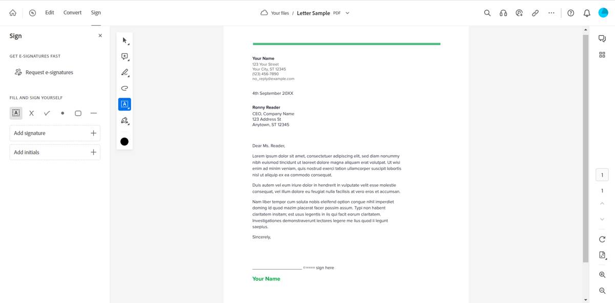 Adobe Tools Adobe Sign Screenshot