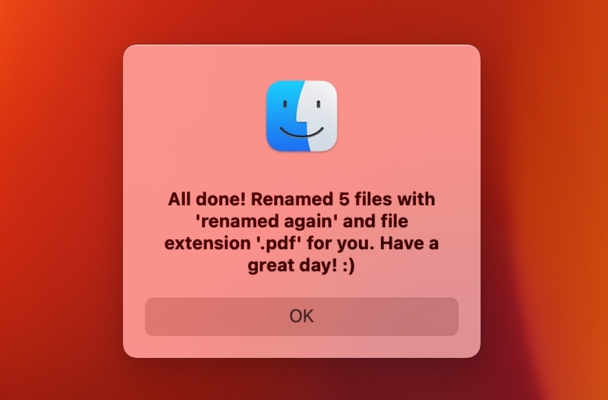 Batch Files Renamed With Specified File Type Confirmation Message
