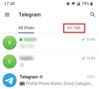 Switch to Folder Chat view in Telegram app.