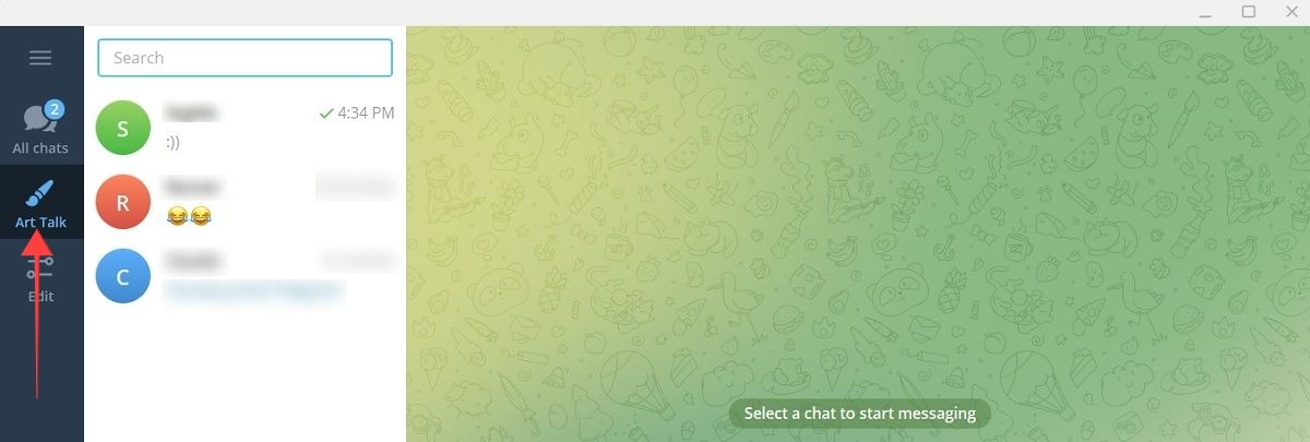 New Folders view in Telegram for PC.