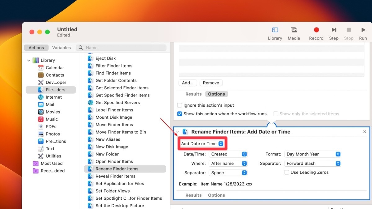 Click Add Date Or Time