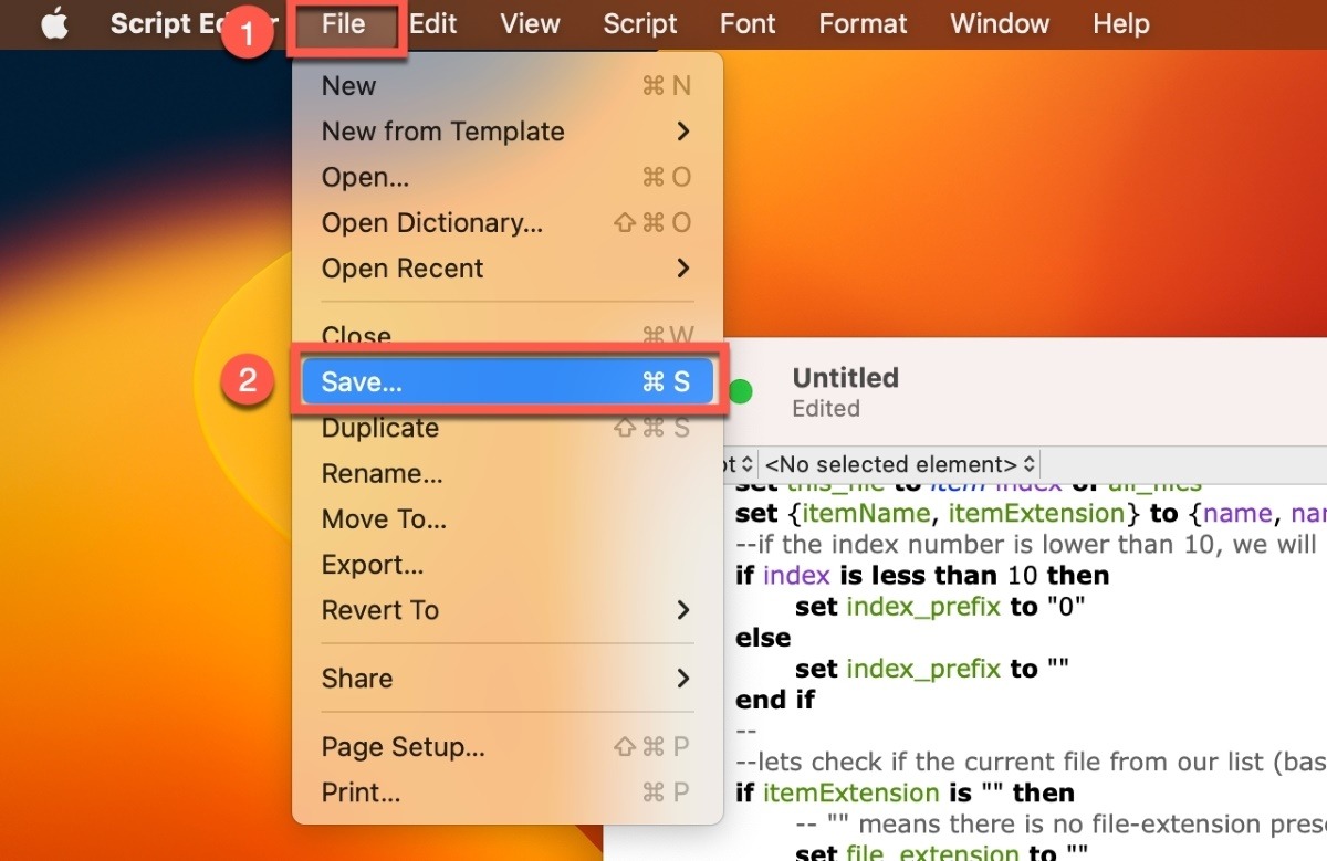 Click File And Select Save To Save The Script