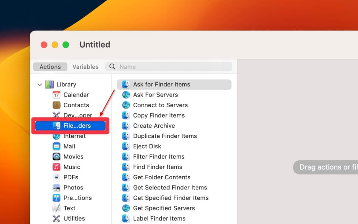 Click Files And Folders To Access All The Files Inside The Automator Library