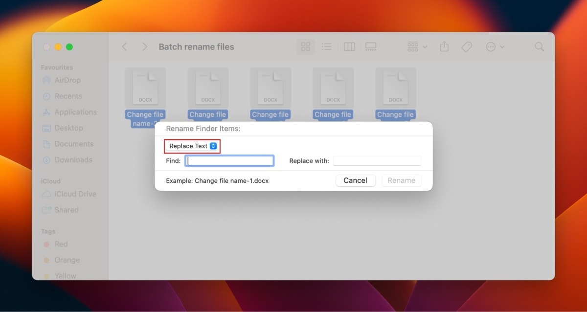 Click The Replace Text Drop Down Menu