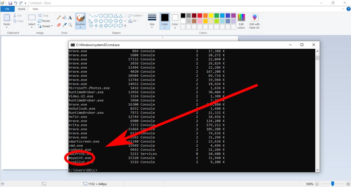 Finding programs in task list in Command Prompt.