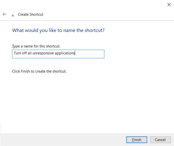 Naming shortcut in "Create shortcut" window. 