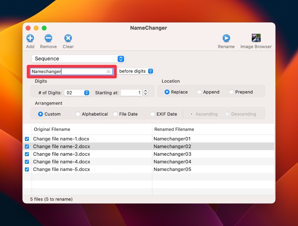 Edit The Renaming Details In The Pop Up Window