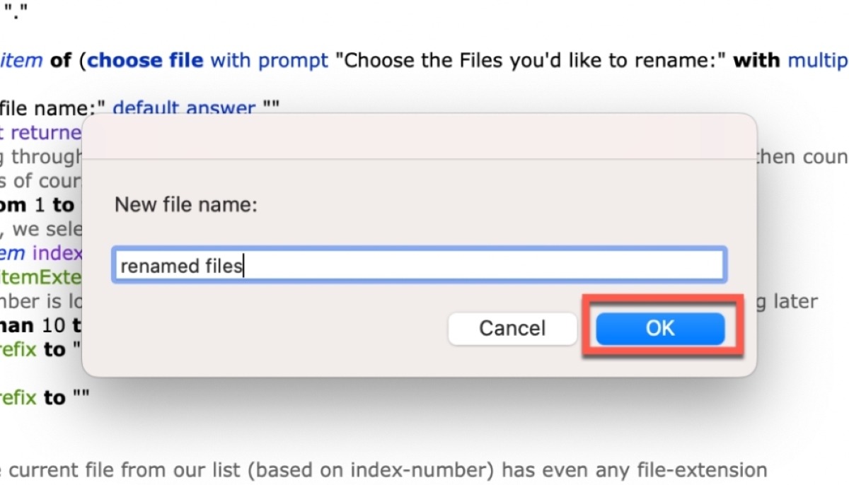 Enter The New Name And Click Ok