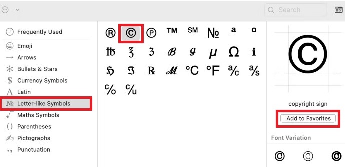 How To Insert The Copyright Symbol Character Mac Choose