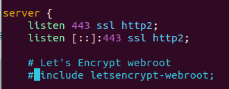 A section of a terminal window showing the webroot line disabled.