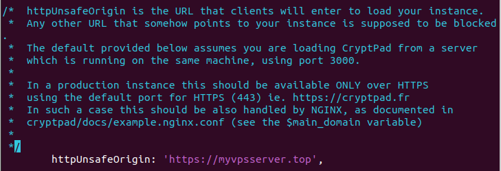 A section of a terminal window that shows the root domain.