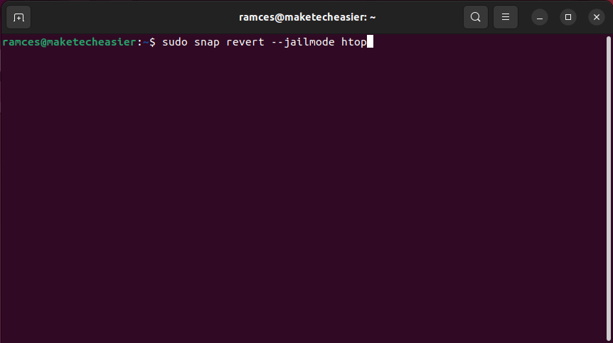 A terminal window showing the htop package reverting to an older version.