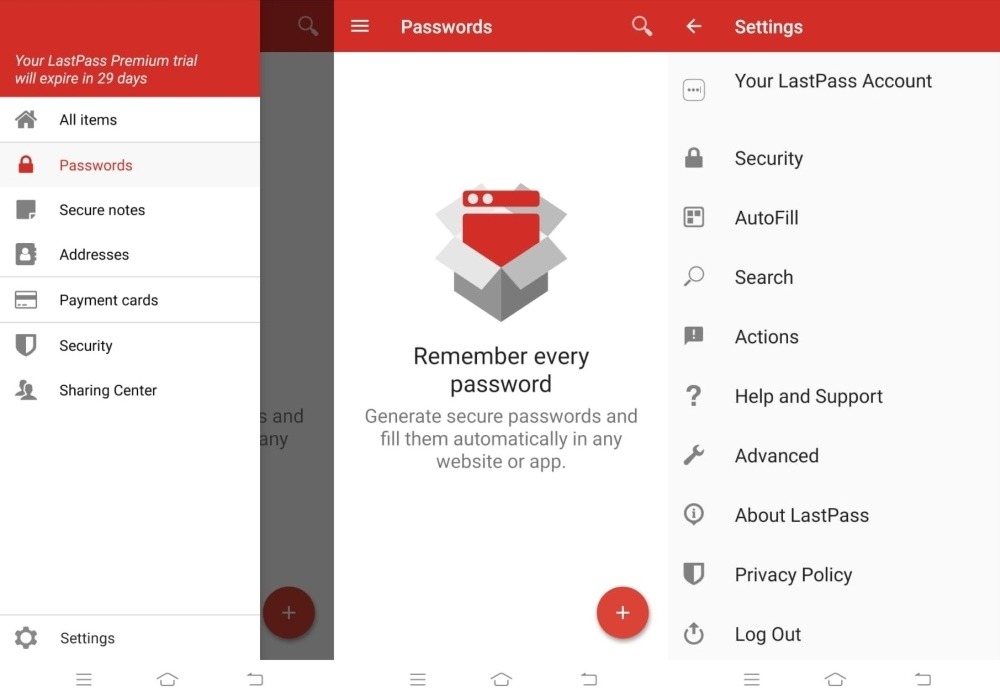LastPass app interface overview.