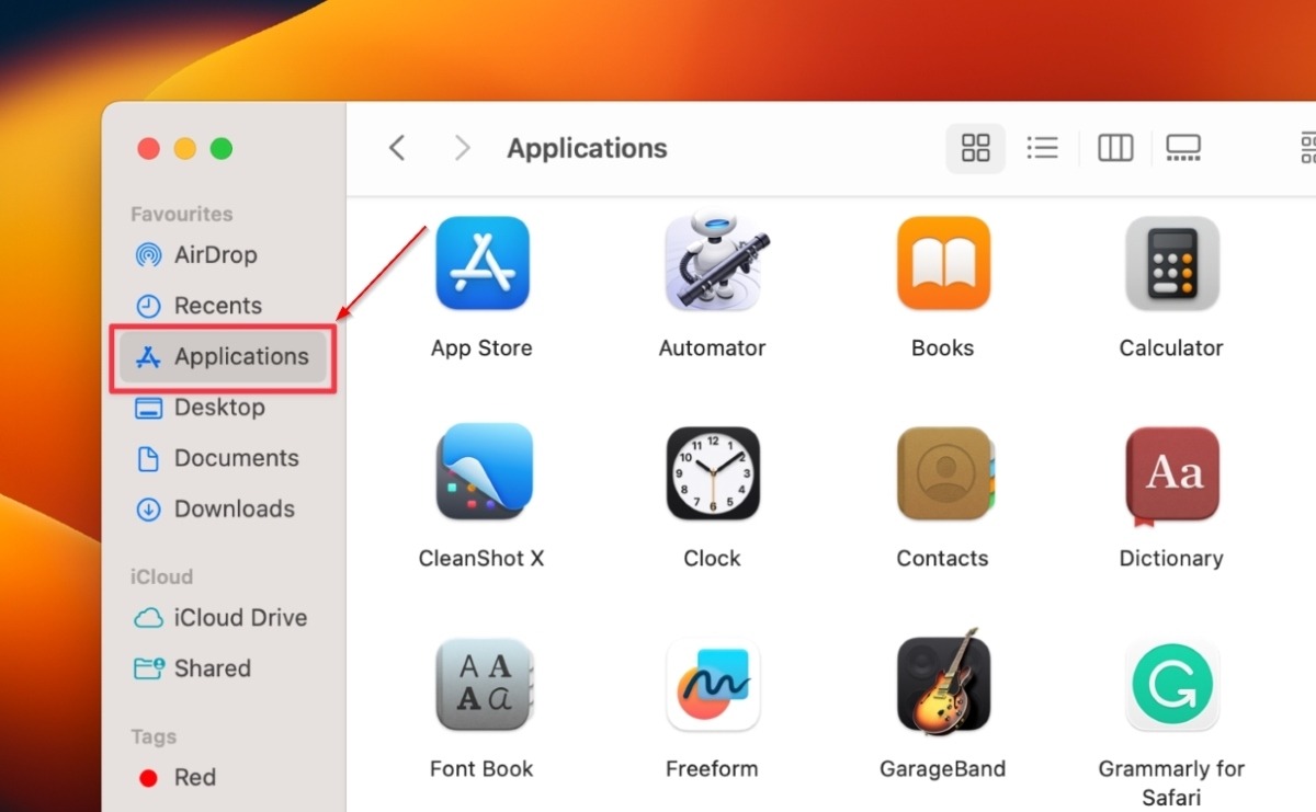 Launch Finder And Select Applications In The Left Sidebar
