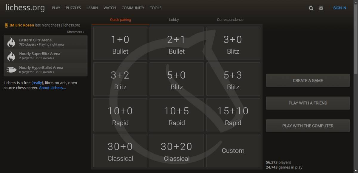 Lichess Org Online Chess Play Page Anon Player Screenshot