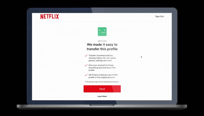 Netflix Transfer Profile 2