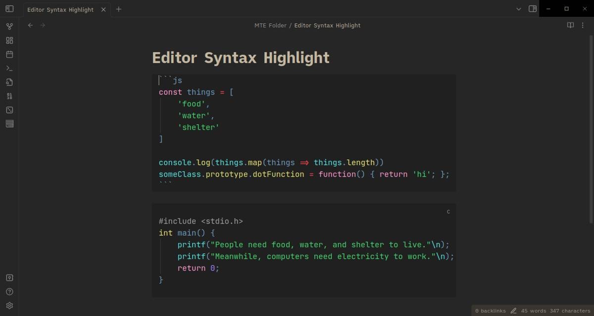 Editor Syntax Highlight plugin overview in Obsidian.