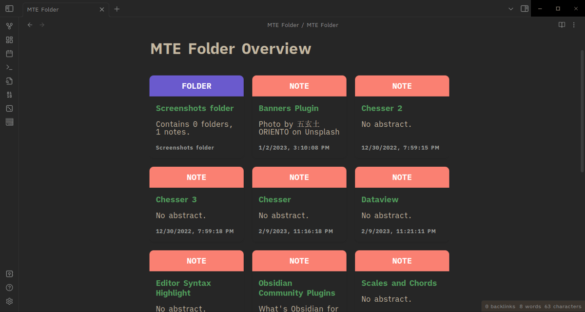 Folder Note plugin overview in Obsidian.