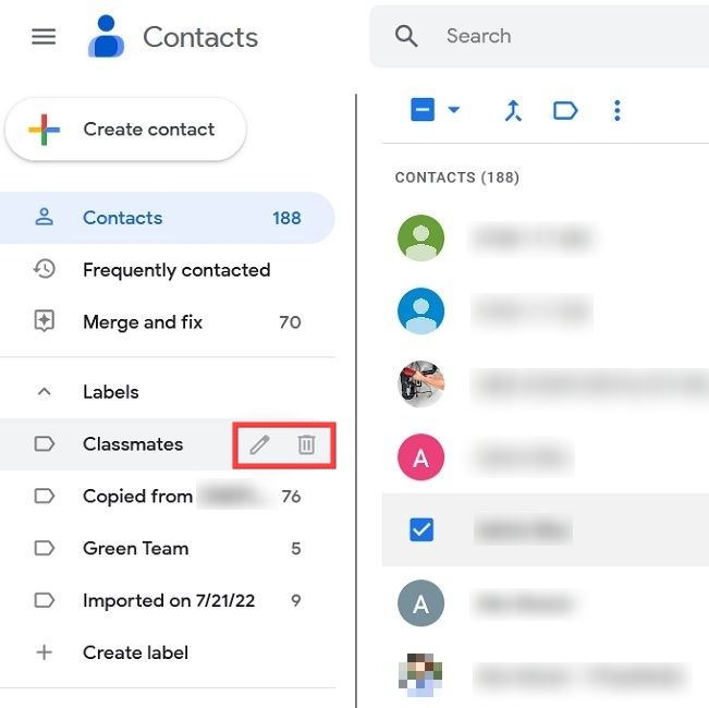 Delete/rename labels in Google Contacts for PC. 