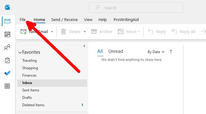File option menu in legacy Outlook for Windows.
