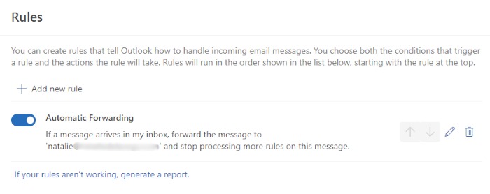 View new rule in new Outlook for Windows.