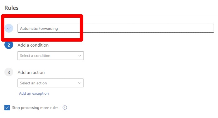 Naming a new rule in new Outlook for Windows.