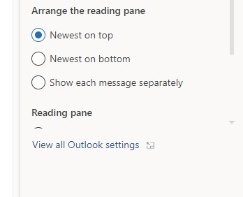 "View all Outlook settings" option in new Outlook for Windows.