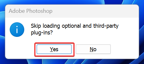 "Skip loading third-party plug-ins" window.
