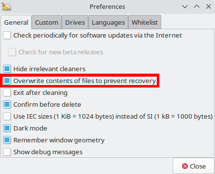A Bleachbit window showing secure delete.
