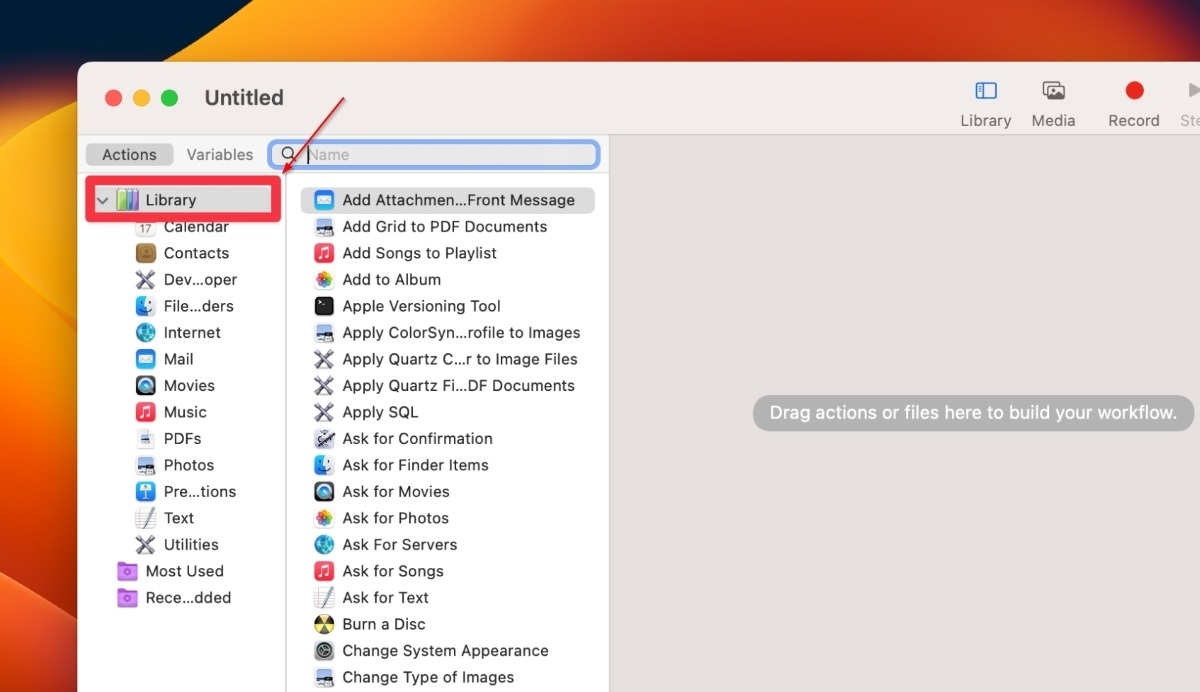 Select Library From The Left Sidebar In The New Document