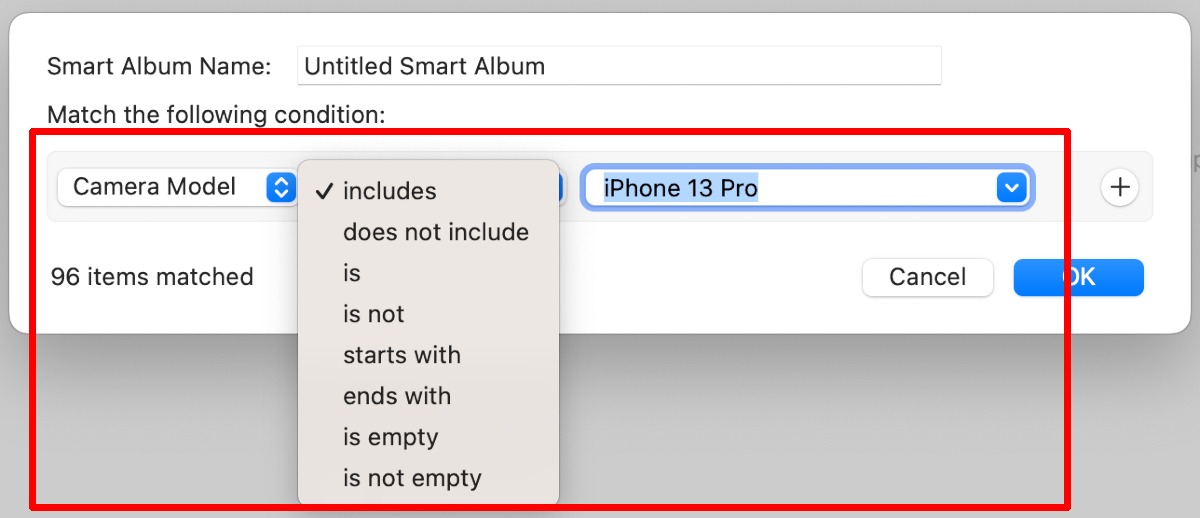 Smart Albums Camera Model Condition