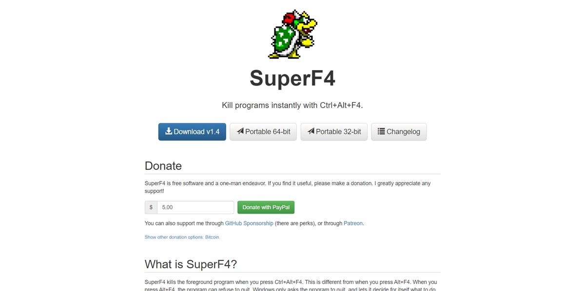SuperF4 download page.