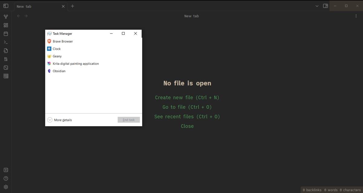 Task Manager open in Windows.