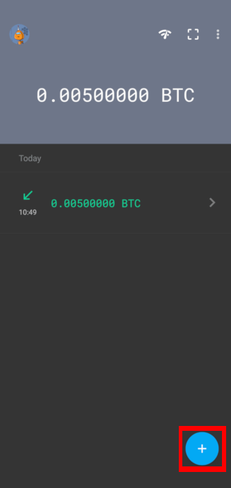 A Samourai Wallet screenshot highlighting its Menu button.