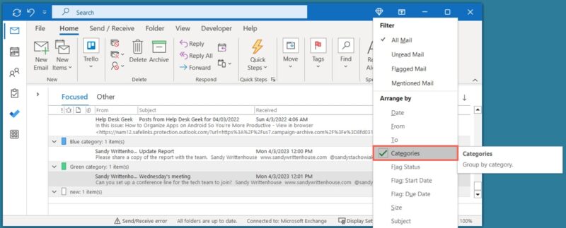 Outlookgrid How to Use Microsoft Outlook Categories to Organize Email - Make Tech ...