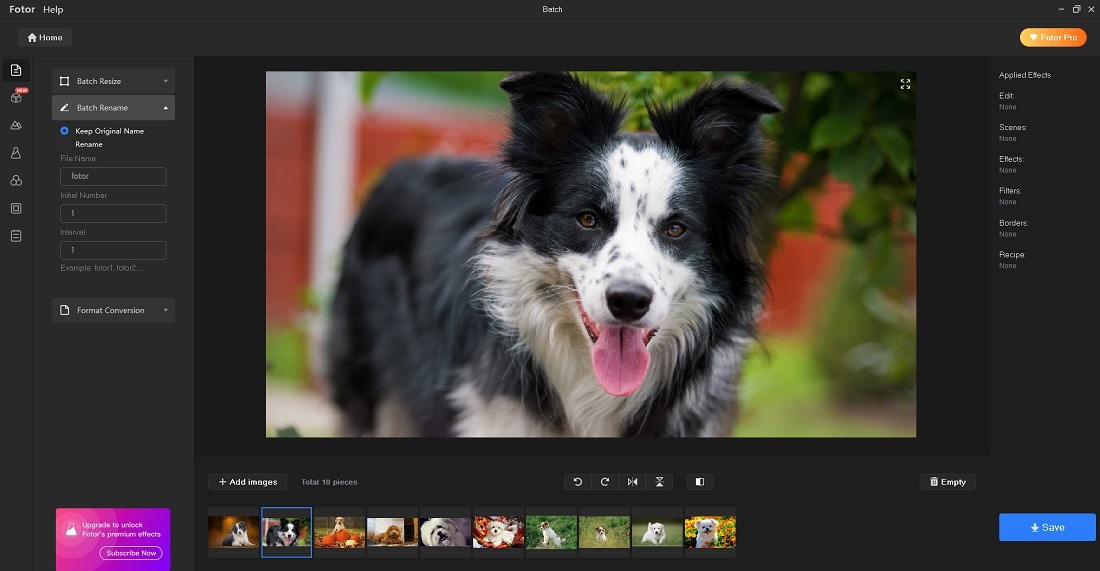 Batch editing features in Fotor greyed out in free edition.
