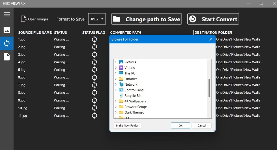 Image conversion in Batches for HEIC Viewer X - Batch Converter for Free.