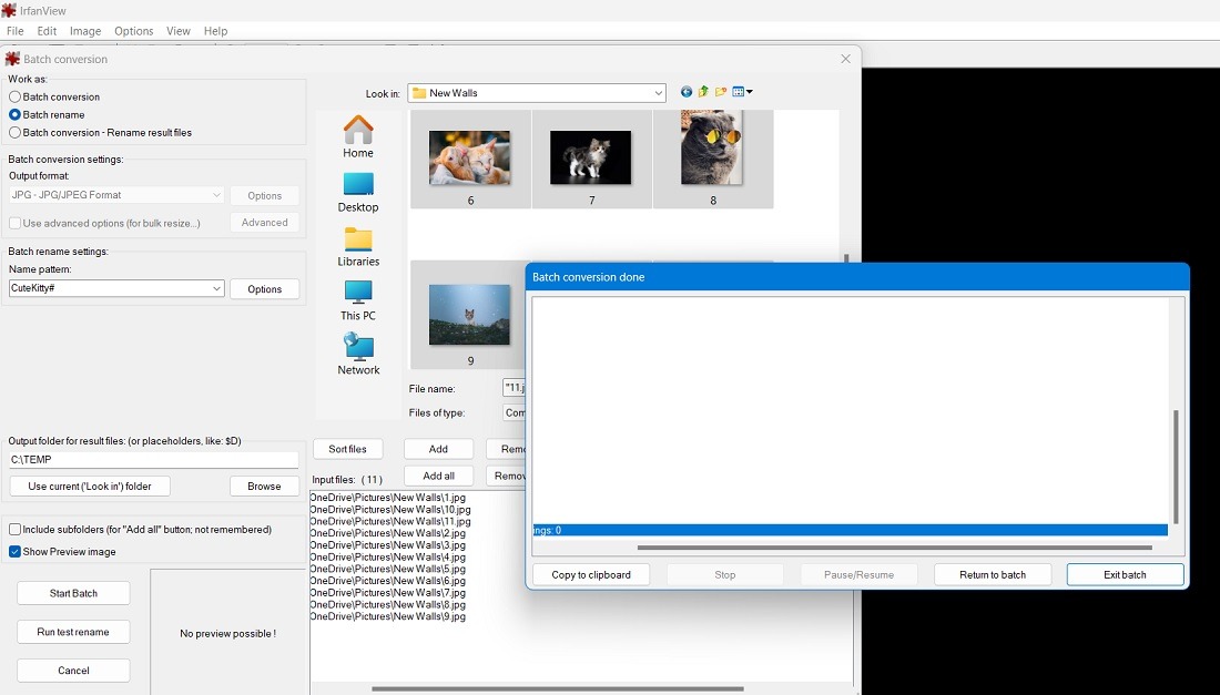 Batch editing images with IrfranView - Batch renaming of all files in a folder. 