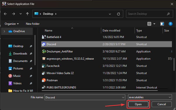 Browsing to find process in Windows.