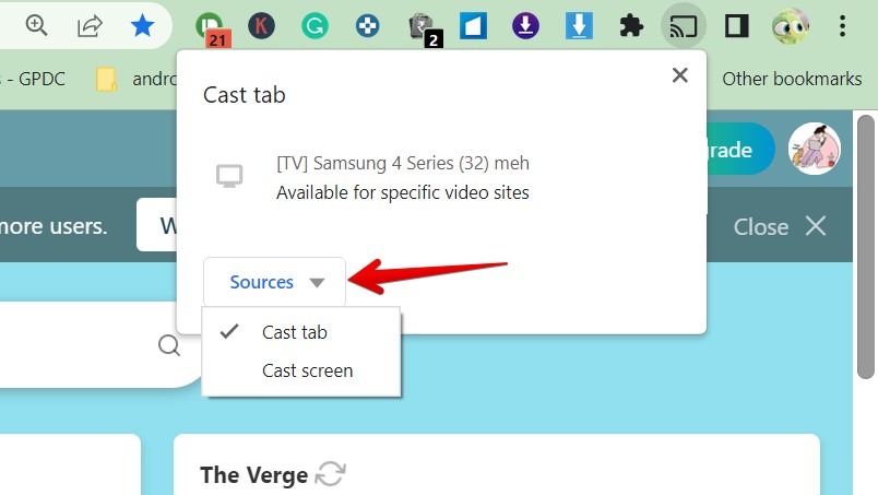 Chromecast Cast Computer Tab