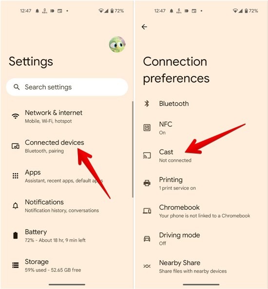 Chromecast Cast From Settings