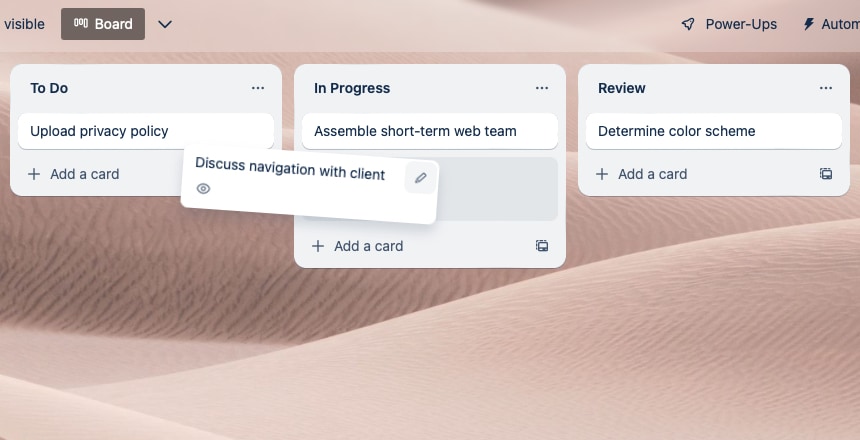 Drag to move a card on Trello