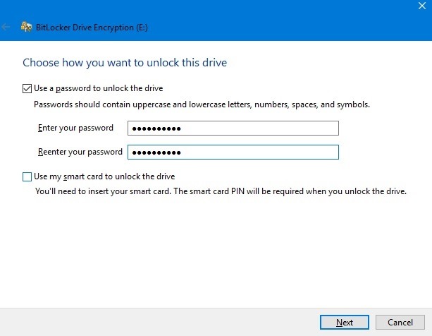 Type a password in BitLocker Drive Encyption to unlock the drive. 