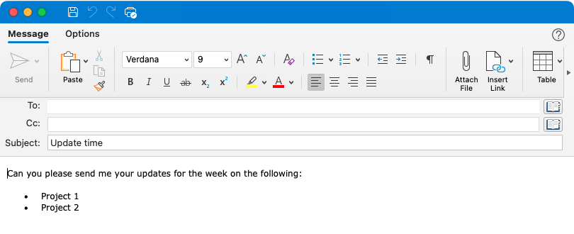 Template opened on Mac