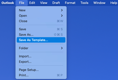 Save As Template in the File menu on Mac