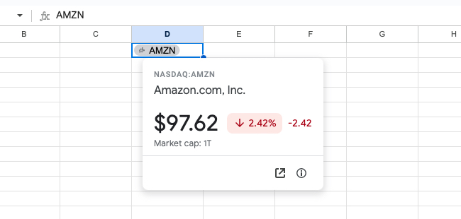 Finance Smart Chip for Amazon in Google Sheets