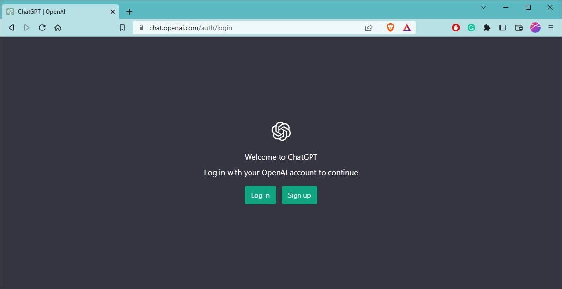 ChatGPT log in screen. 