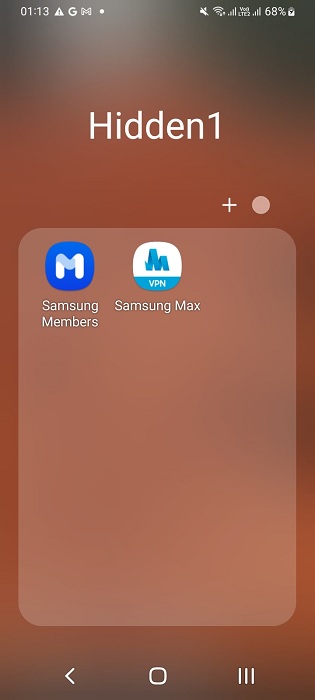 Renaming the app folder containing apps that are to be hidden away.