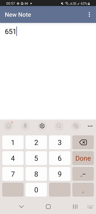 Notepad App New Note PIN entered to uncover hidden apps.