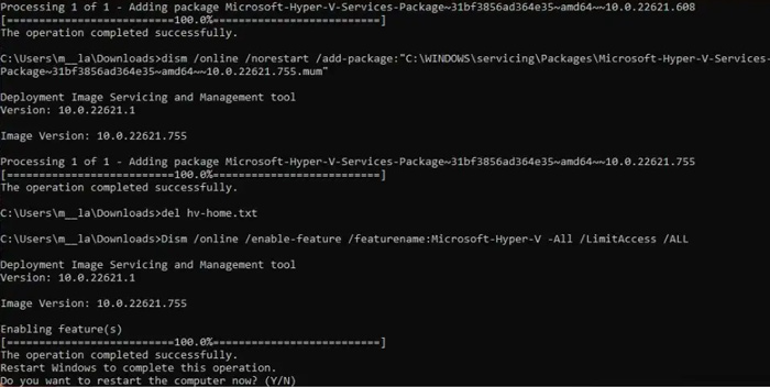 Script running in a Command Prompt window. 